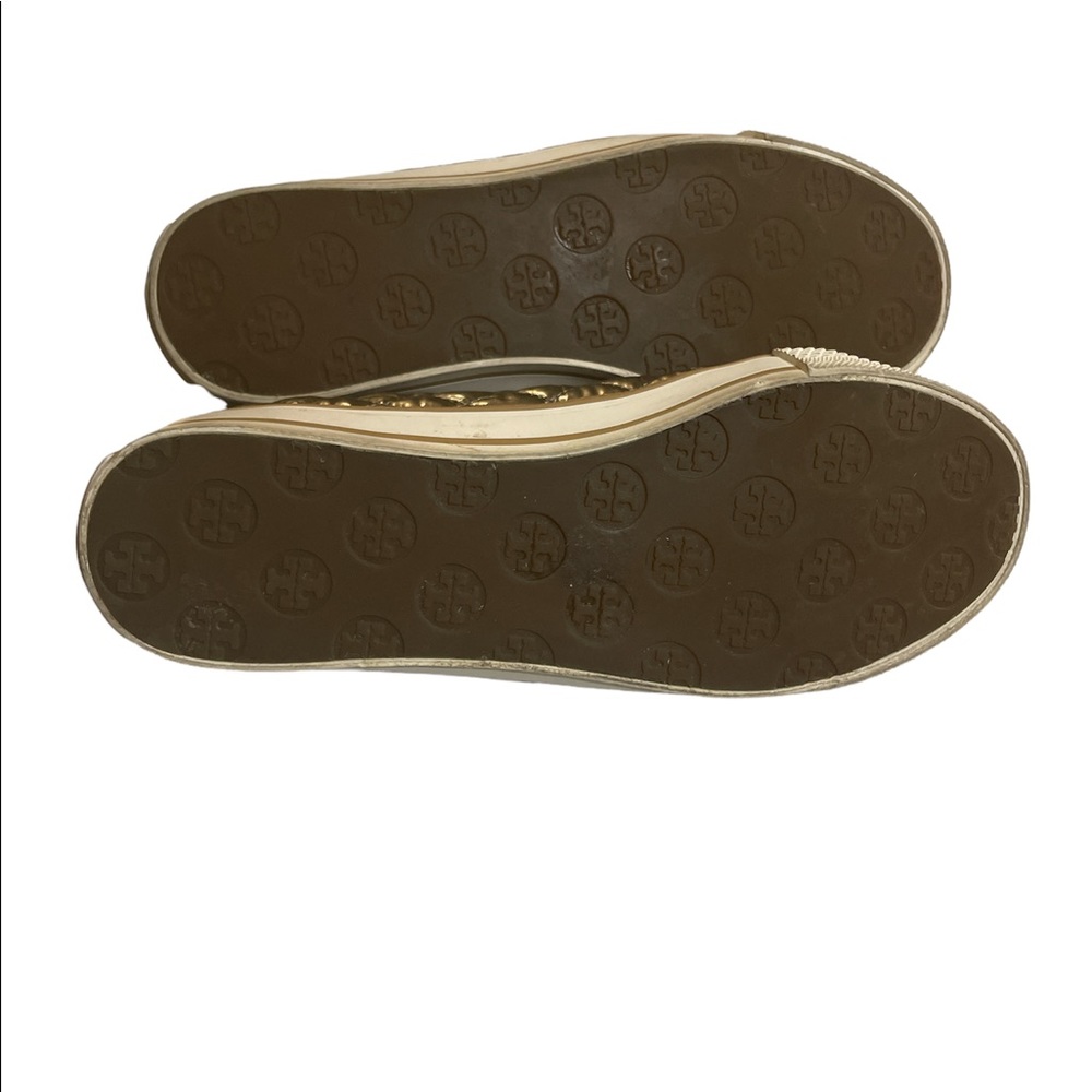Womens Tory Burch Metallic Gold Caspe Quilted Sneaker shoes - size 8.5 - Picture 3 of 7